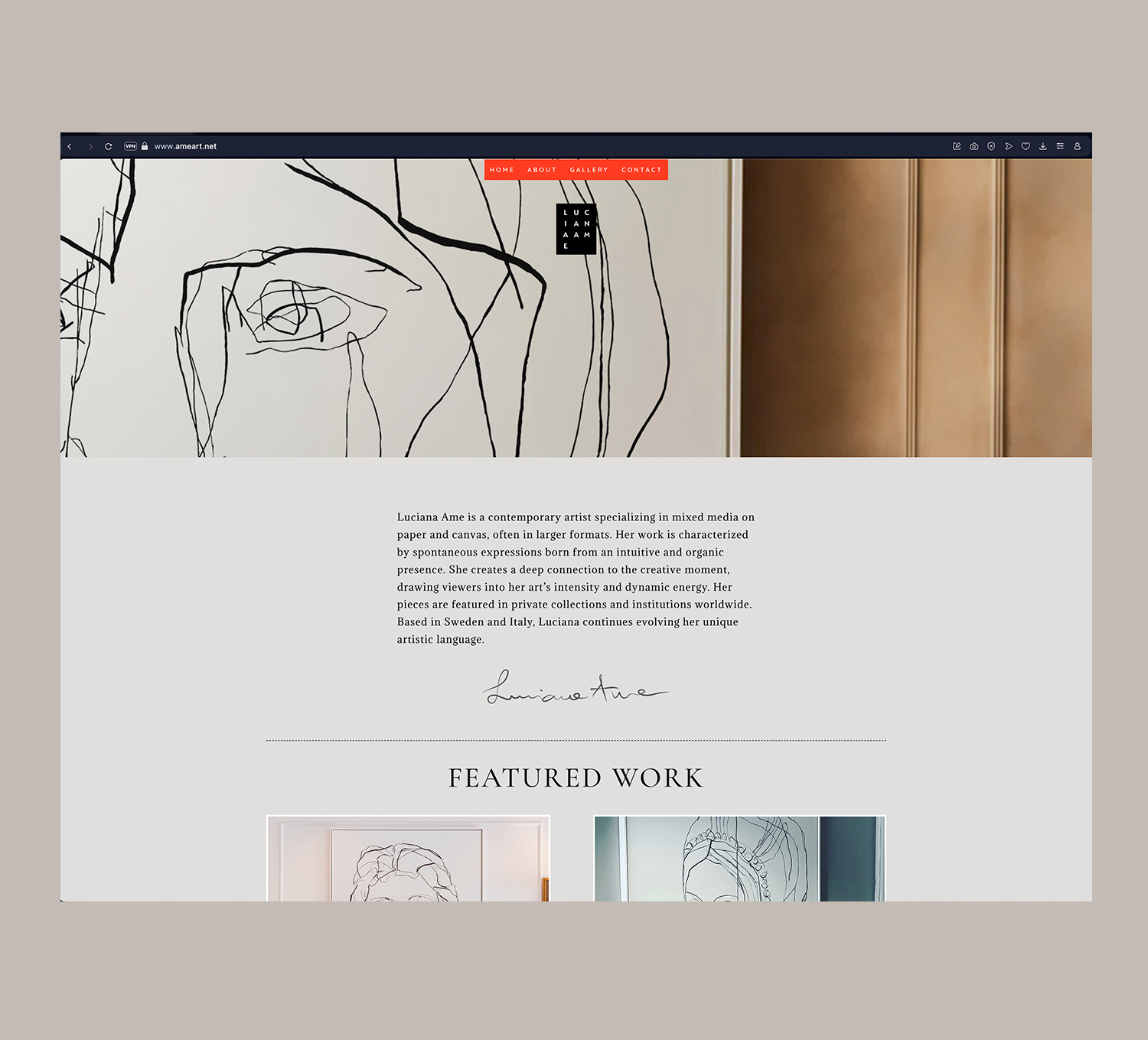 Ame Art, Worpress website design | Ame Art